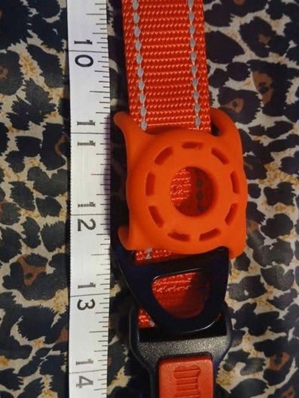 New Orange Reflective Dog Collar with AirTag Holder size Medium